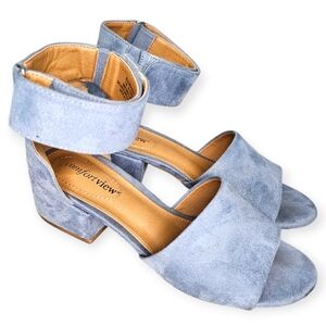 Comfortview Chunky Heel Sandal Blue Microsuede Women's Size 7M